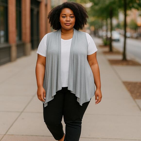 Croft & Barrow Gray Open Vest - Size XL, Sleeveless Cardigan - Picture 1 of 5